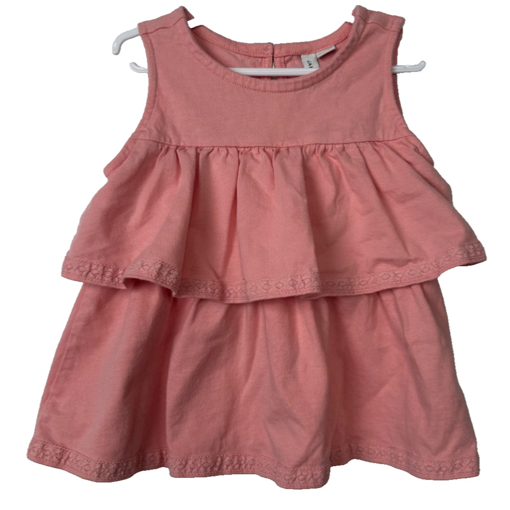 Janie & Jack Dress Girls 3 Pink Tiered Sleeveless Ruffle Toddler A21